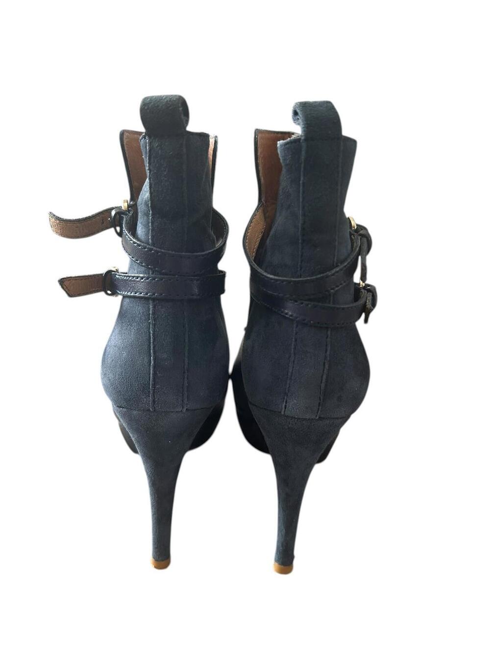 Zara navy leather suede platform ankle boots buckle heels size 8 - Picture 6 of 11